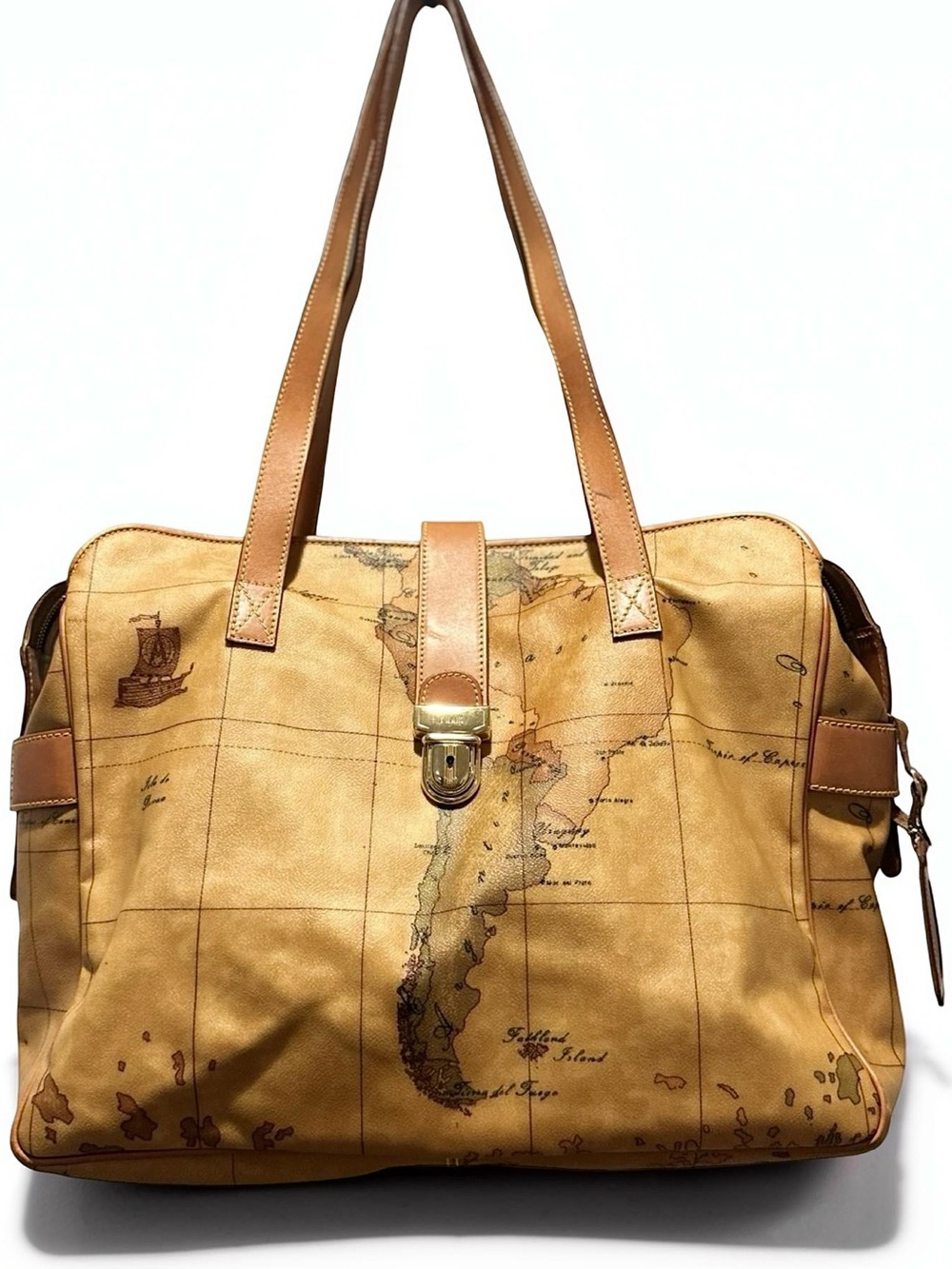 RARE Vintage Alviero Martini Geo Map Travel Tote/Weekender shoulder bag
